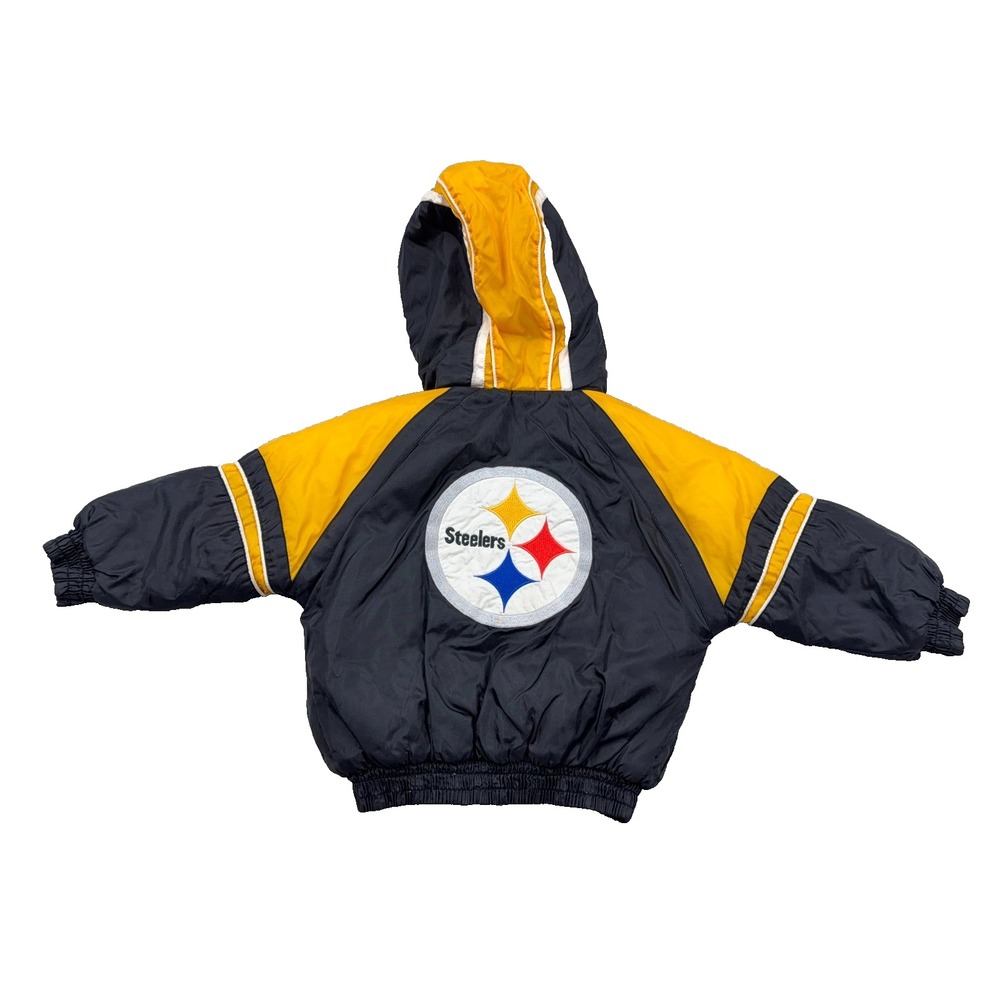 Vintage Pittsburgh Steelers Jacket Boys Size 2T Puffer Youth Kids Y2K NFL